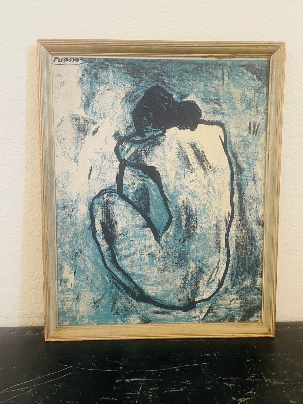 Vintage Picasso BLUE NUDE Print on Board